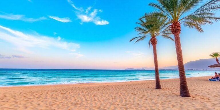Traumhafte Strandansicht des Kleopatra Dreams Beach Hotels.
