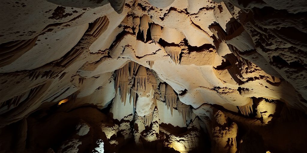 Faszinierende Stalaktiten und Stalagmiten in der Baredine Höhle.