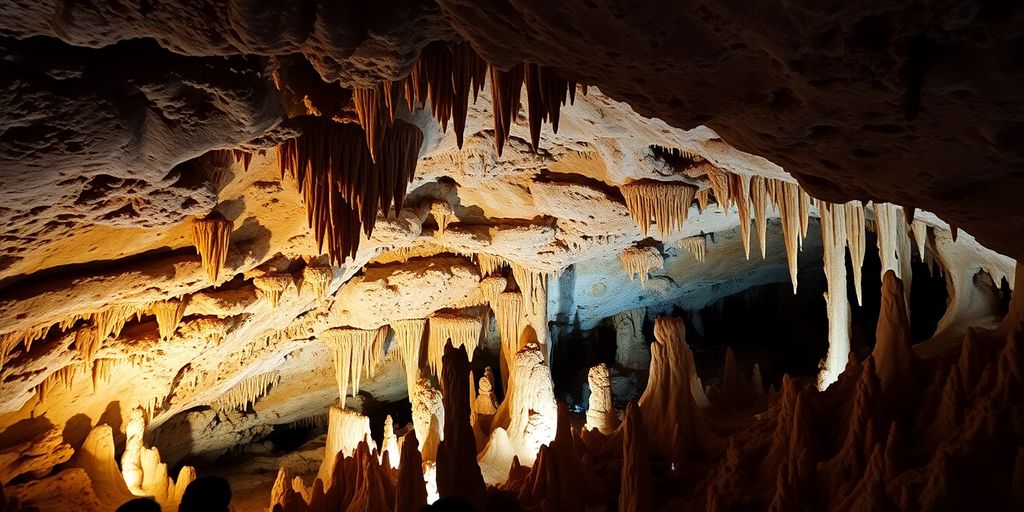 Baredine Höhle mit Stalaktiten und Stalagmiten.