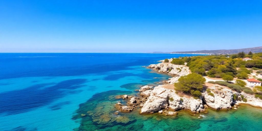 Schöne Küstenlandschaft der Insel Pag in Kroatien.