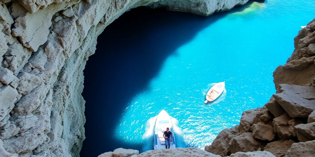 Blaue Grotte in Kroatien mit schimmerndem Wasser.