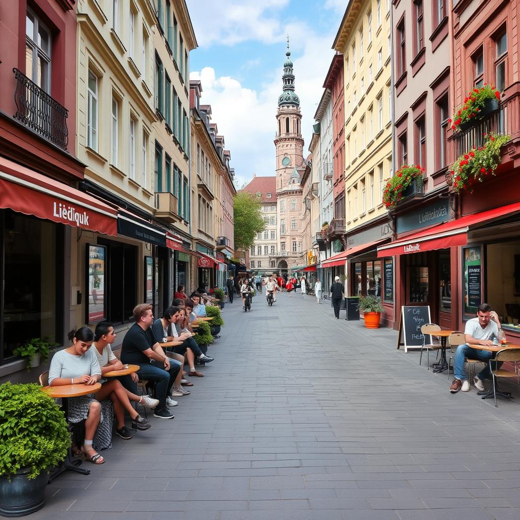 Straßenszene in der Südvorstadt Leipzig mit Cafés und sanierten Altbauten, typisch für Eigentumswohnung Leipzig in diesem Viertel Straßenszene in der Südvorstadt Leipzig mit Cafés und sanierten Altbauten, typisch für Eigentumswohnung Leipzig in diesem Viertel