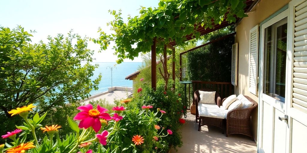 Ferienwohnung auf Rab mit Blick auf das Meer und Natur.