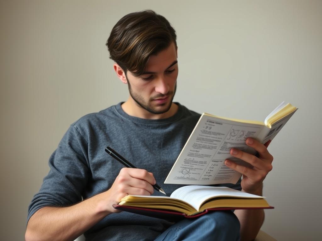 Person reflektiert über ihr Horoskop und macht Notizen Person reflektiert über ihr Horoskop und macht Notizen