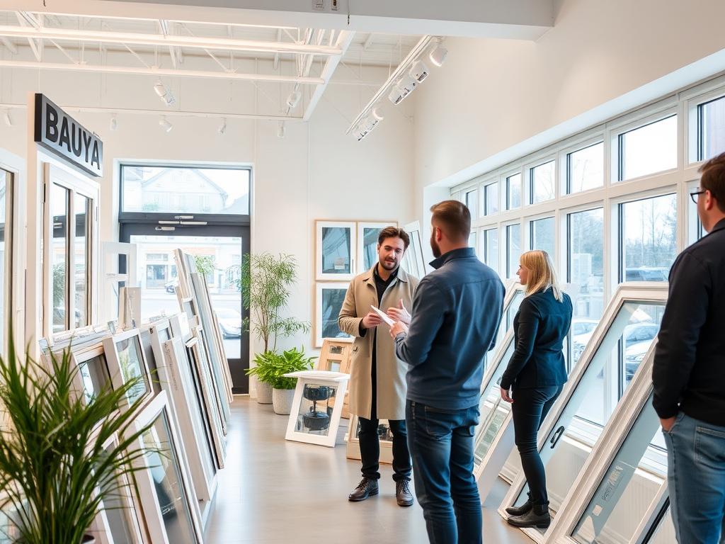 BAUYA Showroom Kreuztal mit Fachberatern und Kunden bei der Fensterberatung