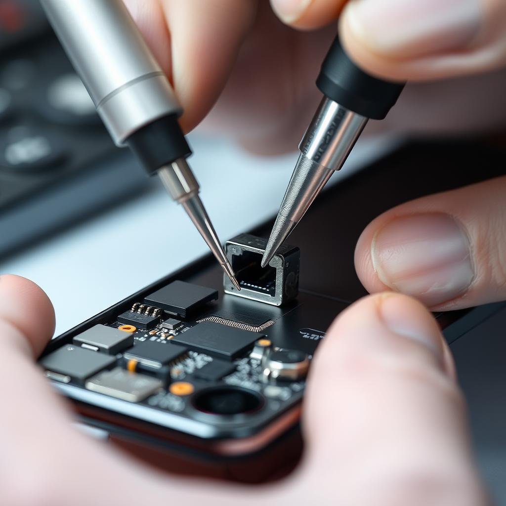 Reparatur einer defekten Ladebuchse bei einer Handy Reparatur Heidelberg