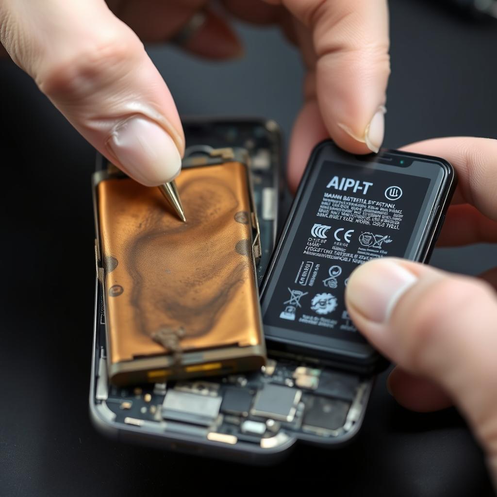 Smartphone-Akku wird bei einer Handy Reparatur Heidelberg ausgetauscht
