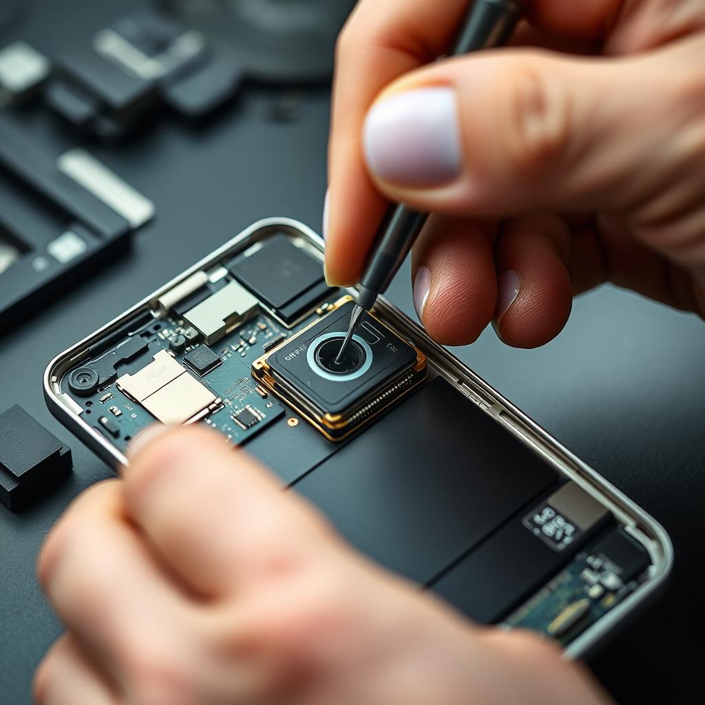 Smartphone-Kamera wird bei einer Handy Reparatur Heidelberg ausgetauscht