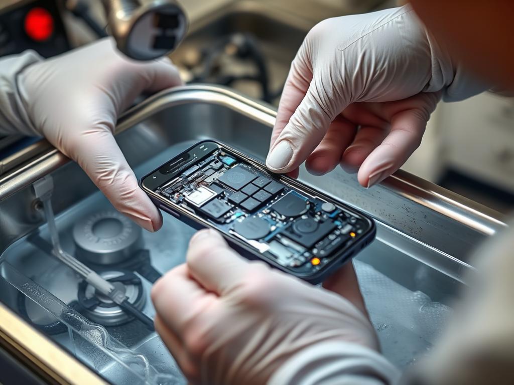 Wasserschaden-Reparatur eines Smartphones bei einer Handy Reparatur Heidelberg Werkstatt