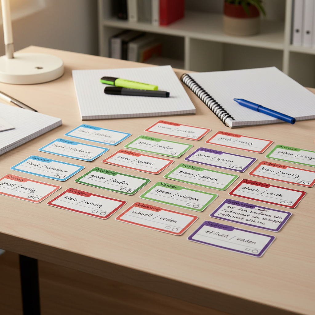 Karteikarten mit deutschen Wörtern und Synonymen Karteikarten mit deutschen Wörtern und Synonymen