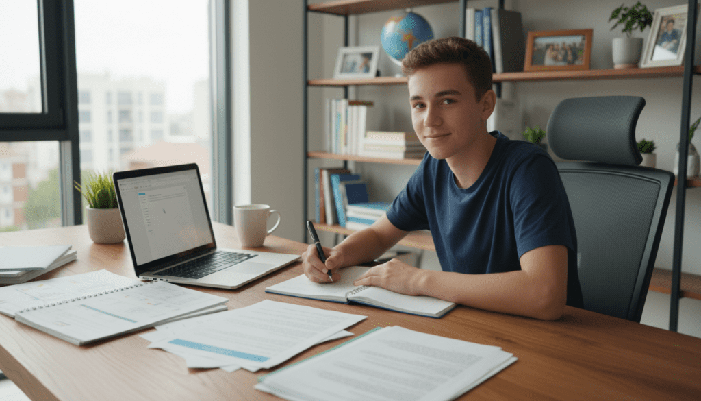 Schüler schreibt strukturierten Aufsatz Schüler schreibt strukturierten Aufsatz